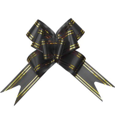 Imagem de 10 Laço Fácil para Presente 30mm - AAZ, Listrado Preto