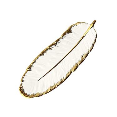 Imagem de Bandeja de Penacho Cerâmico Prato Folha Decorativo Realista Servir para Frutas Petiscos Sobremesas Jóias Anéis Bijuterias Decoração Mesa