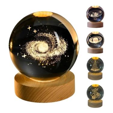 Imagem de Luminária Bola De Cristal Sistema Galaxia Madeira Pinus