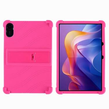 Imagem de QYiiD Capa para Xiaomi Redmi Pad 2 11 polegadas 2025, capa de silicone leve para crianças com suporte dobrável para Xiaomi Redmi Pad 2 11 polegadas, rosa