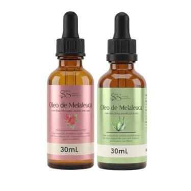 Imagem de Kit 2 Frascos de Óleo de Rosa Mosqueta e Aloe Vera com Óleo Essencial de Melaleuca Puro - Senhor Saboeiro -Clareador 30 mL Cada