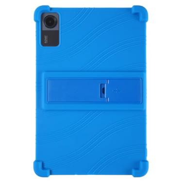 Imagem de QYiiD Capa para Xiaomi Redmi Pad SE 11 polegadas, leve, de silicone para crianças, capa protetora dobrável com suporte dobrável para Redmi Pad SE 11 2023, azul