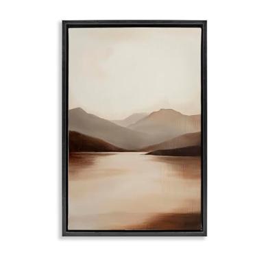 Imagem de Stupell Industries Calming Mountains Brown Landscape Black Framed Floater Canvas Wall Art, design by Petal Prints Design, 30 x 21