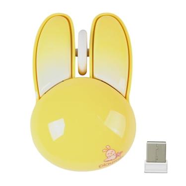 Imagem de Mouse sem fio fofo animal em forma de coelhinho pequeno, leve, portátil, silencioso, USB 2,4 GHz, mouse óptico sem fio para laptop, PC, computador, desktop, Mac, MacBook, Kawaii Rabbit Mouse para