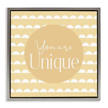 Imagem de Stupell Industries Arte de parede em tela flutuante com moldura dourada You Are Unique Affirmation, design de Christine Simpson Art, 18 x 18