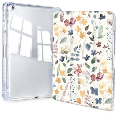 Imagem de Jngnpn Capa para iPad 9ª/8ª/7ª geração, 10,2 polegadas (versão 2021/2020/2019), capa transparente fina e tripla traseira transparente com suporte para lápis e capa hibernar/despertar automática