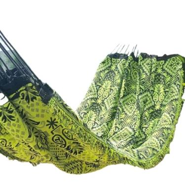 Imagem de Rede De Dormir Descanso Casal Indiana gigante para varanda, quarto, sala e jardim(Verde Neon)