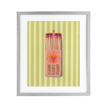Imagem de Stupell Industries Impressão emoldurada cinza Burn Baby Matches sob vidro, design de Elyse Anastacia, 40,6 x 33,5 cm