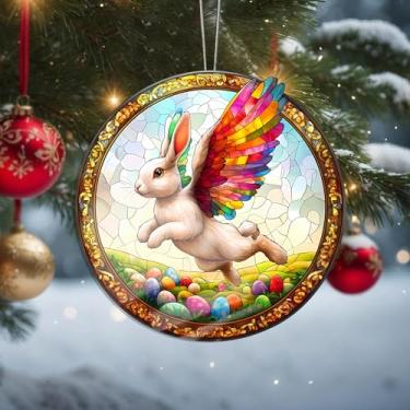 Imagem de Acrílico colorido, apanhador de sol, decoração de janela suspensa de coruja, arte de parede de arco-íris, para sala de estar, quarto, varanda, interior e exterior, jardim, enfeites de Natal 19 x 19 cm