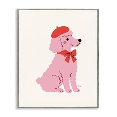 Imagem de Stupell Industries Poodle francês em arte giclée emoldurada cinza boina, design por Jessica Beck, 14 x 11