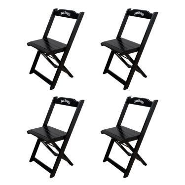 Imagem de Kit 4 Cadeiras Dobráveis Madeira Jack Preta