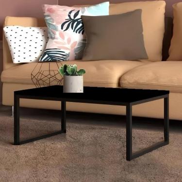 Imagem de Mesa Centro Sala 80x40 Jordan Preto Fosco