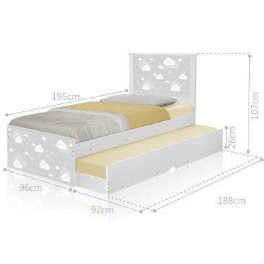 Imagem de Cama Solteiro Nuvem Cinza Menino E Menina Auxiliar E Colchão