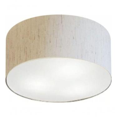 Imagem de Plafon Cilíndrico Vivare Md-3010 Cúpula Em Tecido 30x12cm - Bivolt Linho-bege 127/220v