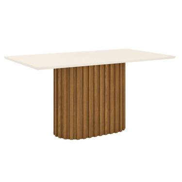 Imagem de Mesa De Jantar Solana 160 Cm Canto Reto Sem Vidro Nature Off White - Henn
