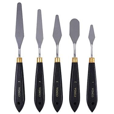 Imagem de conda Canivete de aço inoxidável para pintura de paleta, facas de metal com pintura a óleo (preto, 5 peças)
