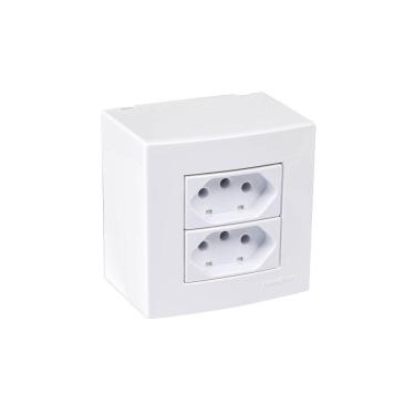 Imagem de Caixa De Sobrepor 75x75 Com Tomada Dupla Margirius Sleek 2p+t 10a Branca