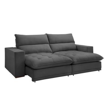 Imagem de Sofá Retrátil E Reclinável Martinho Veludo Cinza 2,30m