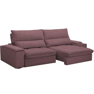 Imagem de Sofá Retrátil Reclinável Living 280cm Nápoles F04 Veludo Lilás
