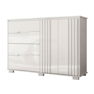 Imagem de Comoda Texas 4 Gavetas Sapateira Branco Acetinado - Moval