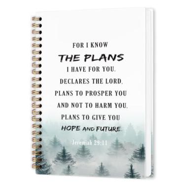 Imagem de nvucamd Caderno espiral Christian Jeremias 29:11, caderno bíblico, caderno de oração da floresta para mulheres, presentes religiosos cristãos de material escolar, 14 x 21 cm