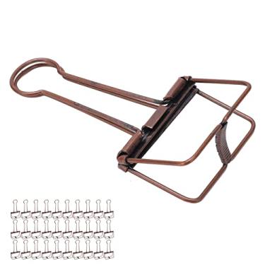 Imagem de RiToEasysports Grampos de Fio 30 Peças Braçadeiras de Metal Oco de 2 Polegadas Com Forte Aderência para Organização de Bilhetes de Notas de Papel Escolar de Escritório (Bronze Roxo)