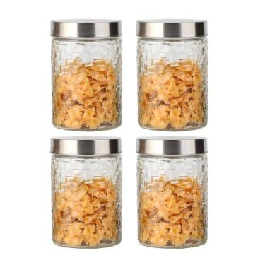 Imagem de Conjunto 4 Potes Vidro Rattan 1200ml - Class Home