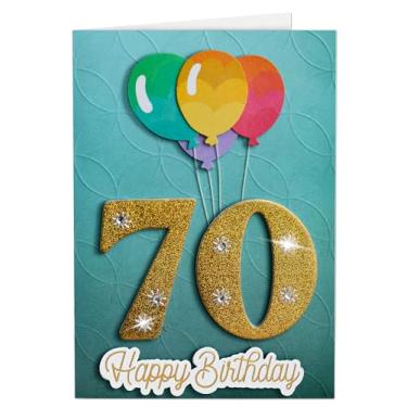 Imagem de Joli Coon Cartão Premium de 70º Aniversário Assinatura 3D - Cartão de feliz aniversário de 70 anos feito à mão com envelope de papel premium e adesivo de selo - 17 x 11,4 cm