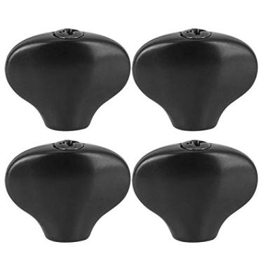 Imagem de POENVFPO Tampa de Pino de Afinação, Botões de Substituição de Rabo de Peixe de Liga de Zinco para Cabeças de Máquinas de Ukulele e Baixo, Conjunto de 4 Peças Com Arruelas e Parafusos, Design (Preto)