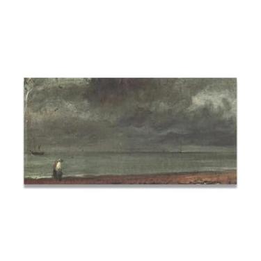 Imagem de LKXGRRSFG Beach In BrightonJohn Constable Canvas: Cenas autênticas da natureza britânica do século XIX, arte da Royal Academy 50 x 100 cm sem moldura