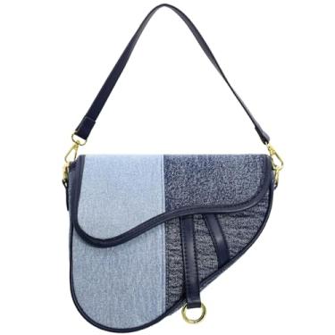 Imagem de Bolsa de ombro moderna de lona moderna para mulheres bolsa clutch bolsa axila bolsa tiracolo, Cor jeans clara