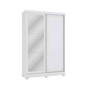 Imagem de Guarda Roupa Solteiro 2 Portas De Correr E 2 Gavetas C-espelho E Pés N571 Branco - Kappesberg