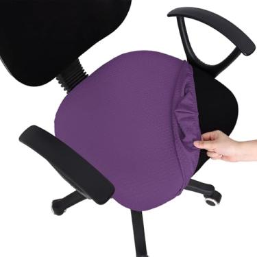 Imagem de Smiry Capas de assento de cadeira de computador de escritório jacquard elásticas, removíveis, laváveis, antipoeira, protetores de almofada de assento - roxo