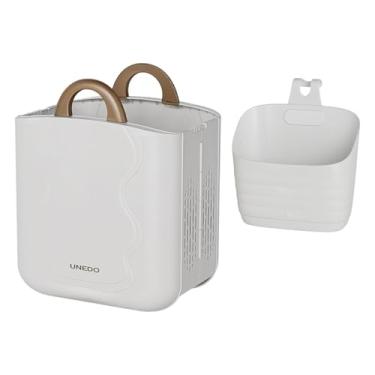 Imagem de Fenteer Cesto de roupa dobrável, cesto de roupa suja respirável, moderno, organizador de roupas sujas, organizador de armazenamento para casa, faculdade, Branco com Caixa Pequena