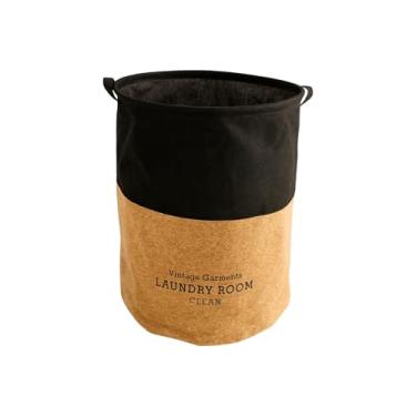 Imagem de Cesto Organizador Rústico para Lavanderia Dobrável, 55L, Duas Cores, Material Premium para Roupas Sujas e Multiuso (Preto)