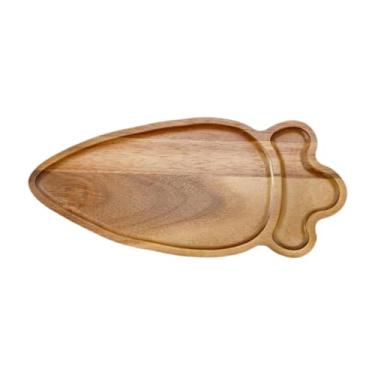 Imagem de YWJLQH Bandeja de madeira para servir, prato de madeira com formato irregular, travessa versátil para servir chá, legumes, petiscos, bebidas e frutas, Formato de Cenoura