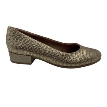 Imagem de Sapato Usaflex Couro Texturizado Dourado 0400 - Ouro 37-Feminino