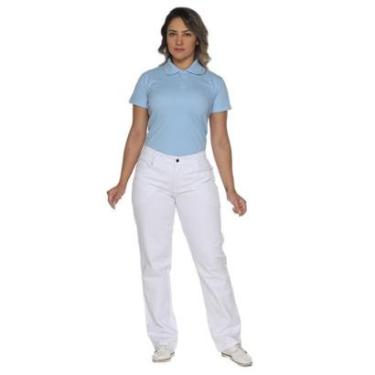 Imagem de Calça branca feminina cós meio elástico plus size-Feminino