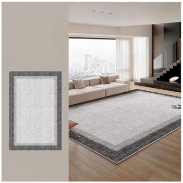 Imagem de SPXMQSS Tapete de área grande para sala de estar, tapete antiderrapante para quarto, sofá resistente ao desgaste, tapete de mesa de café, para sala de estar, sala de jantar, quarto, cinza bege J 240 x