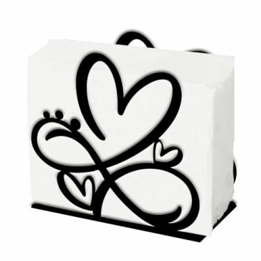 Imagem de SUPERDANT Suporte de guardanapo de coração para mesa infinito dispensador de serviço de coração organizador de guardanapos de coquetel de metal suporte de toalha de papel para sala de jantar cozinha