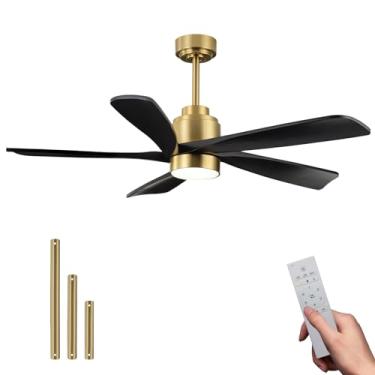 Imagem de Walkiyouvr Ventilador de teto de 52 polegadas - preto dourado moderno | 35db ultra silencioso | 5106 CFM | Ventiladores de teto internos/externos para pátio, sala de estar, quarto (49 polegadas)