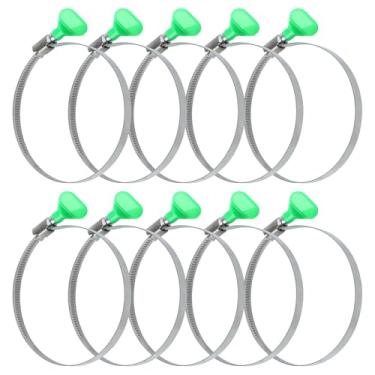 Imagem de Braçadeiras de mangueira de chave ajustáveis, braçadeira de mangueira de 10 cm, pacote com 10, braçadeiras de parafuso de polegar de aço inoxidável 304, braçadeira de mangueira de secador, braçadeiras