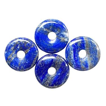 Imagem de Casaper Anéis circulares de moeda de rosquinha de cristal natural de 7 mm com orifício grande de lápis-lazúli, pedra polida, contas de pingente de disco redondo plano para fazer joias, artesanato, 4