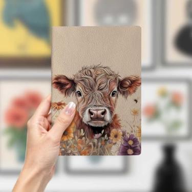 Imagem de Caderno de couro de vaca fofo, caderno A5 para anotações no escritório, agenda de 21 x 14,7 cm, agenda de viagem, presentes para amantes de vacas, 5