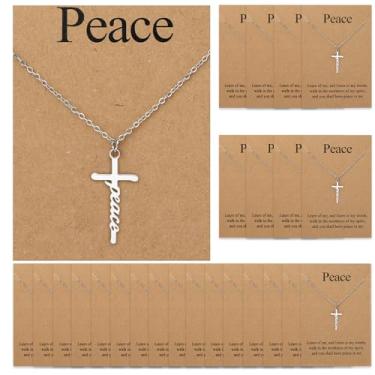 Imagem de Ethanberg 24 conjuntos de colar de cruz para mulheres, colar com pingente de cruz cristã com versículos bíblicos cartões para sua mãe, irmã, amiga, Páscoa, joias religiosas, presentes, Aço inoxidável