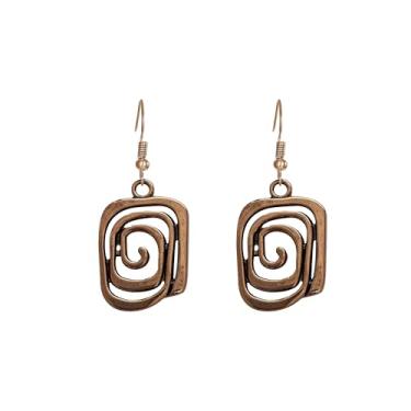 Imagem de Just Follow Brincos de vórtice quadrados geométricos vazados para mulheres, modernos, minimalistas, espirais, pendentes para uso diário, Large, Metal, Sem pedra preciosa