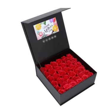 Imagem de KIMISS Caixa de Flores para Joias, Presente Com Cartão de Felicitações de Vídeo, Display HD de 7 Espaços Personalizável para Lojas de Marketing de Casamento, Tela LCD