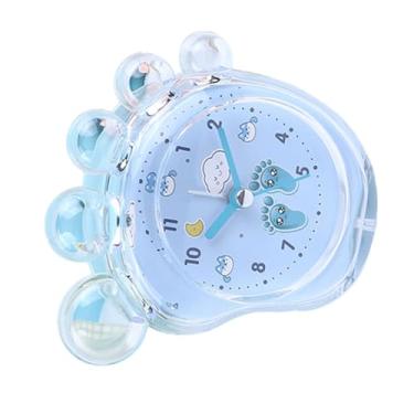 Imagem de Despertador em forma de pé de desenho animado, bonito despertador de cor cristal com material ABS para quarto, escritório, dormitório (azul)
