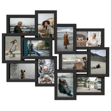 Imagem de Jerry & Maggie Moldura de colagem com 12 aberturas, moldura multifoto para parede, 10 x 15 cm, molduras de plástico para sala de estar, sem montagem, preto