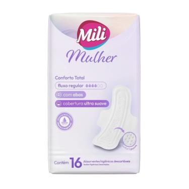 Imagem de Absorvente Mili Mulher Noturno Conforto Total com Abas 16 Absorventes
